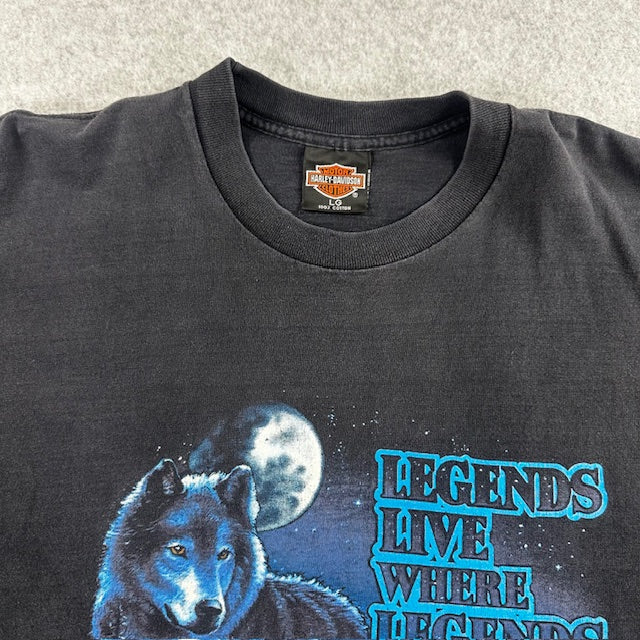 1991 Vintage Harley Davidson "Legends Live Where Legends Roam" tee - Size L