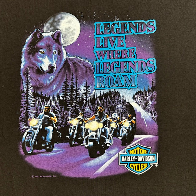 1992 Vintage Harley-Davidson “Legends Live Where Legends Roam” Tee – Size XXL