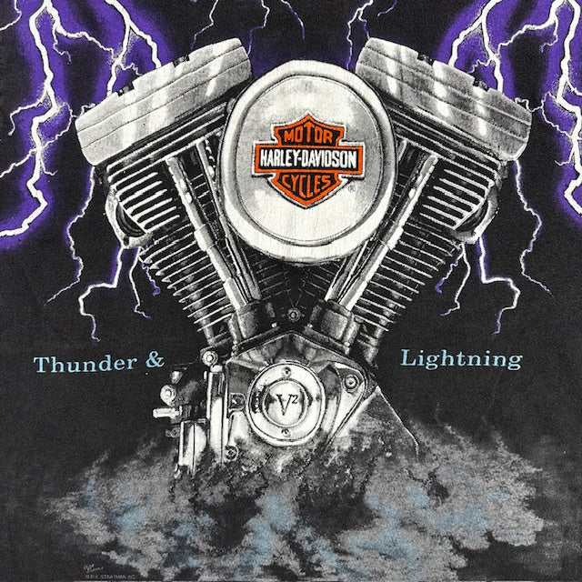90s Vintage Harley-Davidson “Thunder & Lightning” Tee – Size L