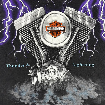 90s Vintage Harley-Davidson “Thunder & Lightning” Tee – Size L