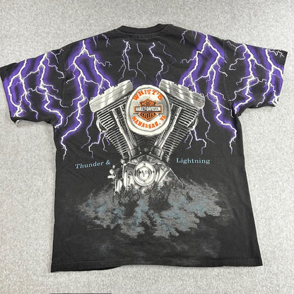 90s Vintage Harley-Davidson “Thunder & Lightning” Tee – Size L