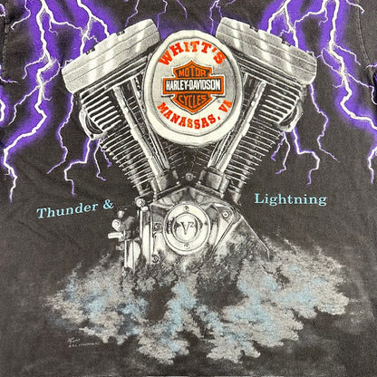 90s Vintage Harley-Davidson “Thunder & Lightning” Tee – Size L