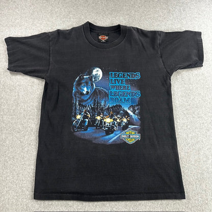 1991 Vintage Harley Davidson "Legends Live Where Legends Roam" tee - Size L