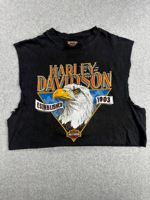 1992 Vintage Harley Davidson "Bald Eagle" crop top - READ DESC.