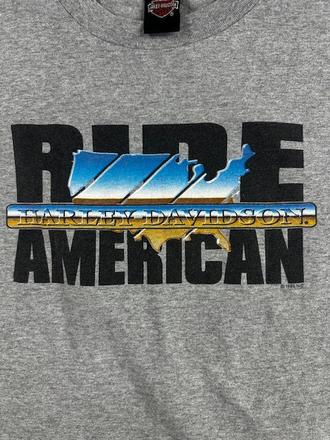 1995 Vintage Harley Davidson "Ride American" tee - READ DESC.