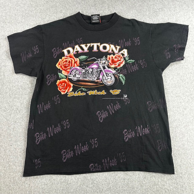 1995 Vintage Daytona 3d Emblem "95 Daytona Bike Week" tee - Size L