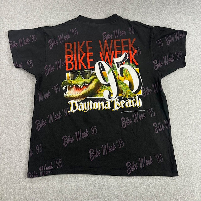 1995 Vintage Daytona 3d Emblem "95 Daytona Bike Week" tee - Size L