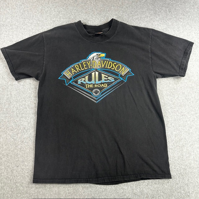 1992 Vintage Harley Davidson "Rules the Road" tee - Size L