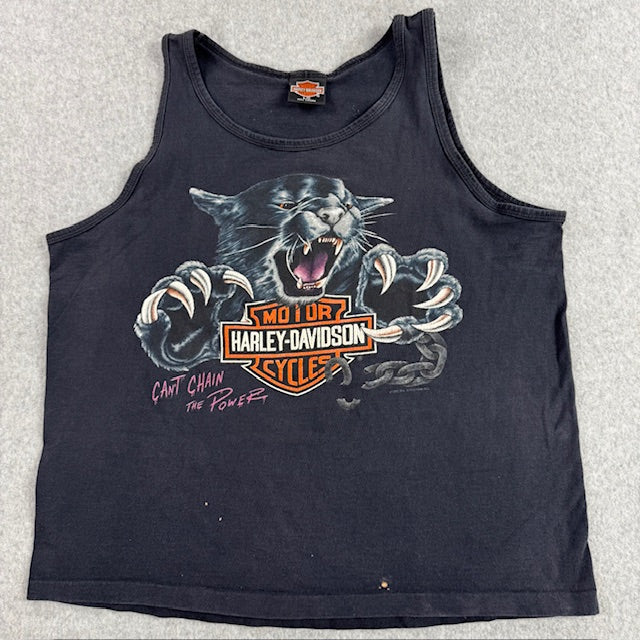1992 Vintage Harley Davidson "Can't Chain The Power" tank - Size L