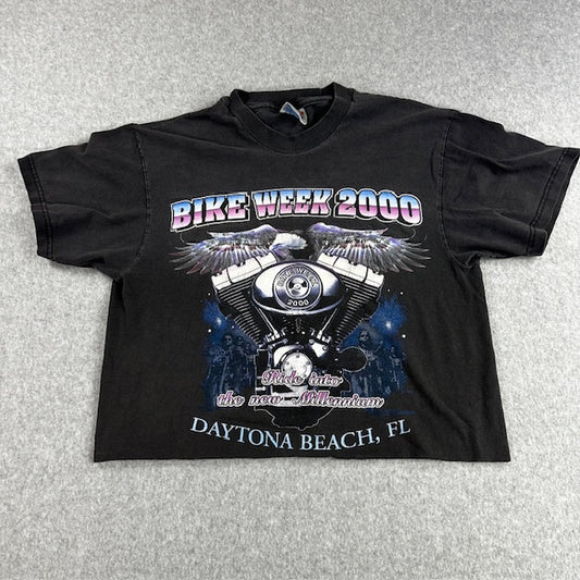 2000 Daytona Bike Week "Ride Into the New Millenium" crop top - READ DESC.